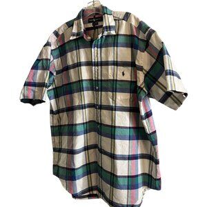 Ralph Lauren BLAIRE Men's Large Multicolor Pastel Plaid Vintage Button Up Shirt